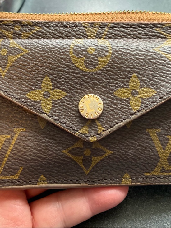 Louis Vuitton Handbags - Louis Vuitton Monogram Canvas Brown & Tan Key Card Holder with Gold Chain
